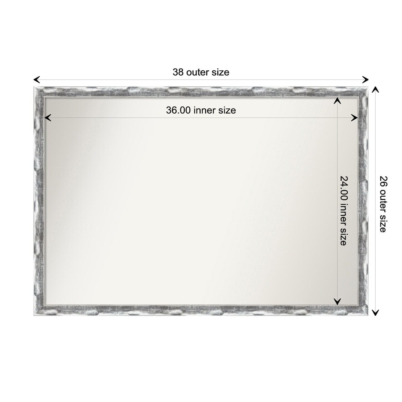 Amanti Art Non-Beveled Wall Mirror, Scratched Wave Chrome Frame